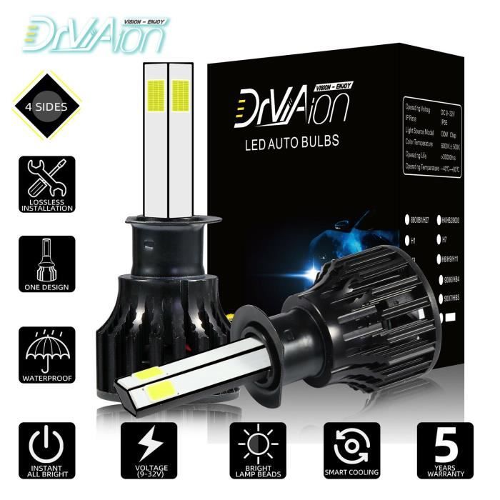 Kit 2 Ampoules LED H7 300W 30000LM Pour Phares Voiture - Blanc 6000K Comme Xenon, Neuf