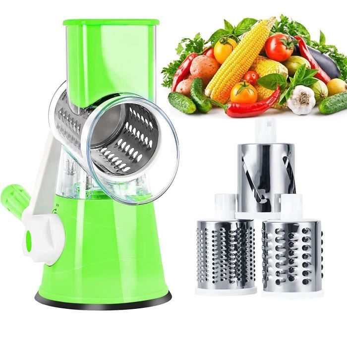 Coupe-légumes manuel 3 en 1 multifonctionnel Mandoline ronde trancheur, COULEUR ALIATOIRE