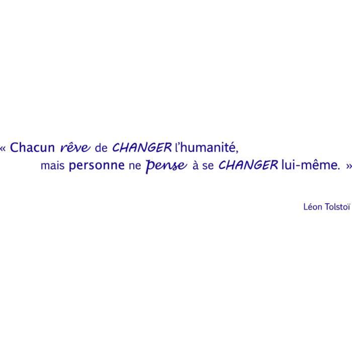 Stickers Citation Changement Leon Tolstoibleu Marine 34 9 X 180 Cm Cdiscount Maison