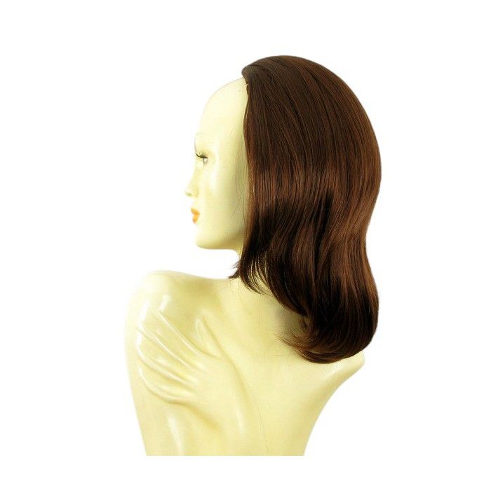 Demi-perruque Synthétique Lisse 40 Cm - Châtain Foncé Cuivré - Taille Moyenne - Neuf Avec étiquette