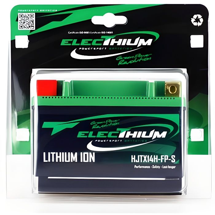 Batterie Lithium Electhium pour Moto Aprilia 750 Shiver 2007 à 2013 HJTX14H-FP-S / YTX14-BS / YTX14H-BS