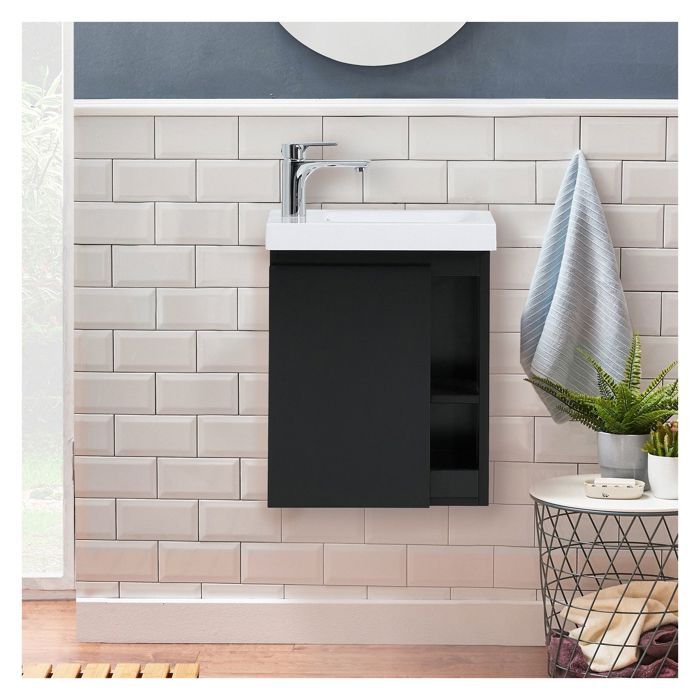 Meuble Lave-Mains Noir Carbone L41 x H53 Lisa