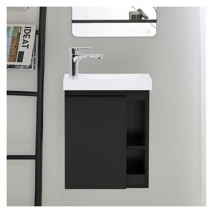 Mob-In - Meuble lave-mains suspendu 41x54cm - Vasque céramique blanche