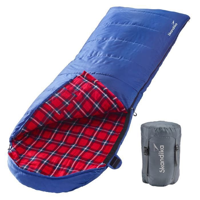 Sac De Couchage Rectangulaire Toboli Bleu/Vert 210x75cm - Ultra-Léger 950g, Fibre Synthétique, Idéal Camping & Randonnée