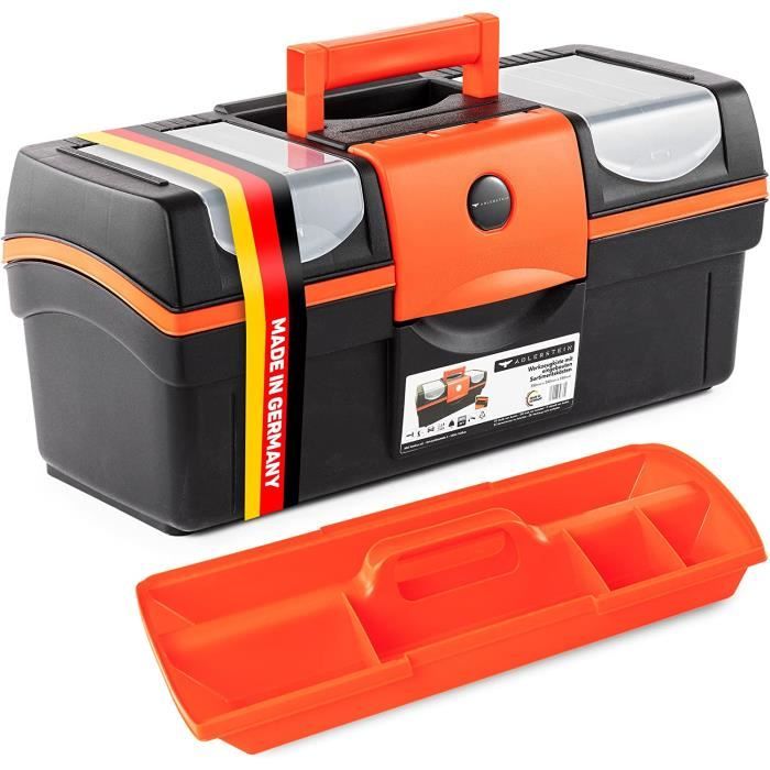 Boîte à Outils Compartimentée Navaris - Avec 2 Organisateurs Amovibles, En Plastique, Neuve Sous Emballage