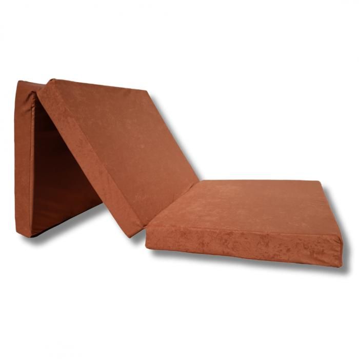 Matelas futon pliable - 195x65x10 cm - Mousse - Housse amovible - Marron