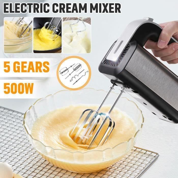Mimore Sokany Batteur /électrique 5 vitesses 500 W avec base pi/édestal fouets et crochets en acier inoxydable Blanc