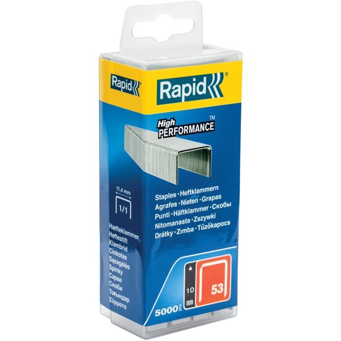 Rapid 40303085 Agrafes en fil fin N°53 Longueur 10mm 5000 pièces Pour le textile et la décoration Fil galvanisé Haute performance