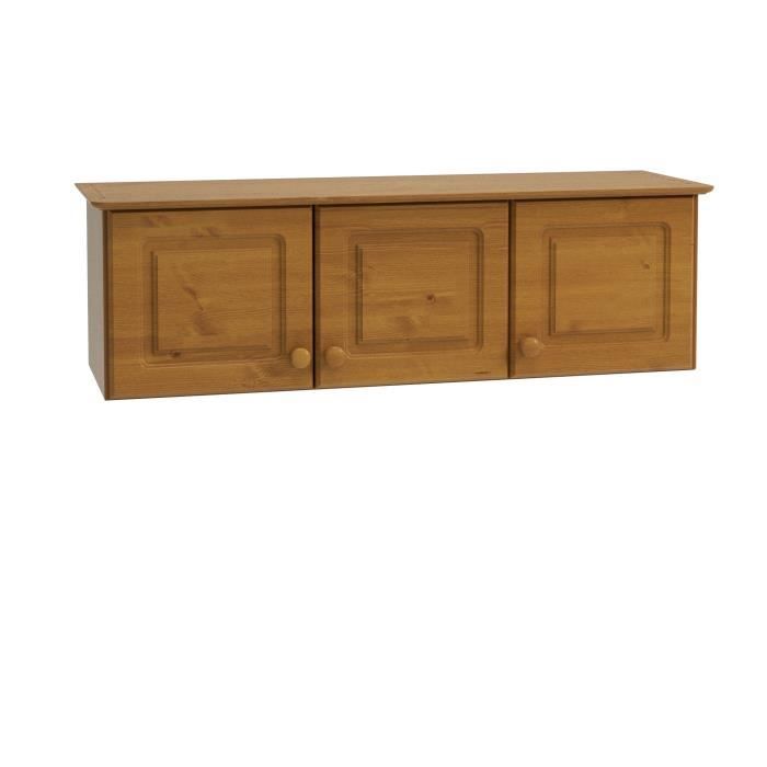 Armoire de chambre à coucher en bois massif pin pin 3 portes marron