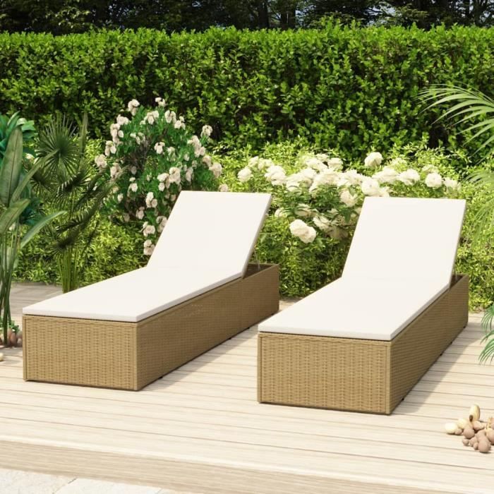 VidaXL Chaise longue et crème - vue 2
