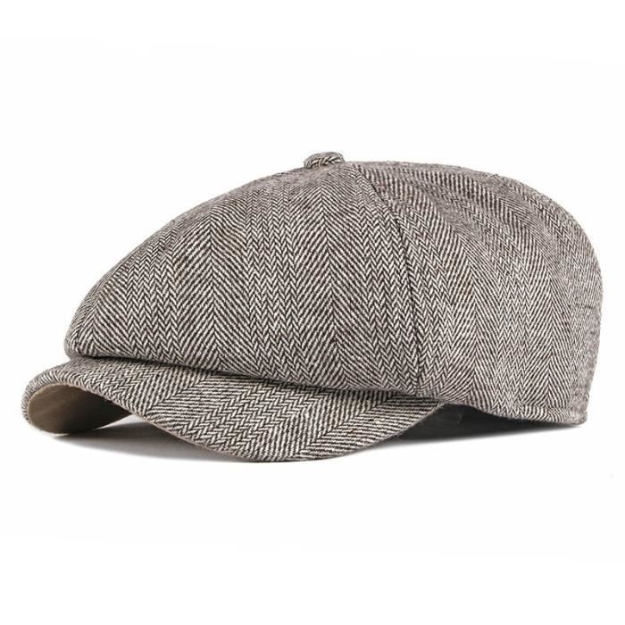 Casquette plate d'été en maille pour homme Béret en forme de lierre solide Chapeau de paille, kaki, Head circumference 56-58cm(22-22.8