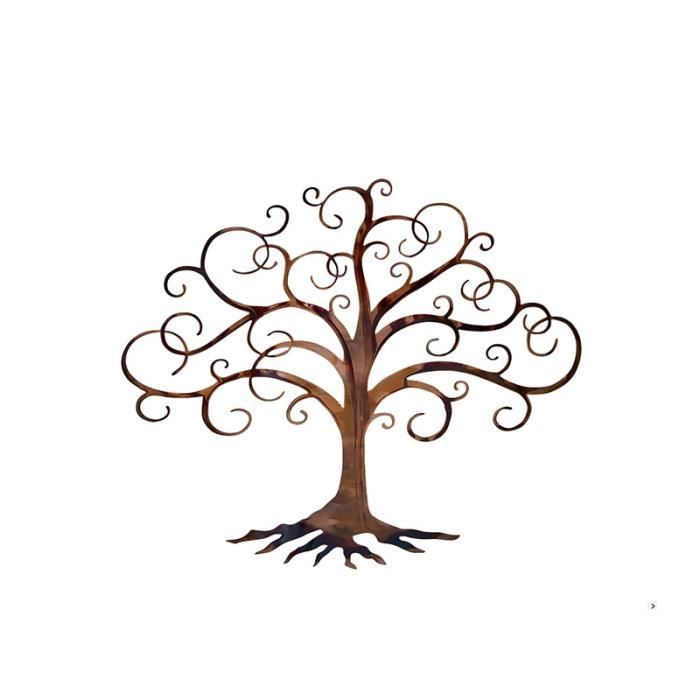 Art mural en métal noir, décoration murale arbre de vie, art mural en