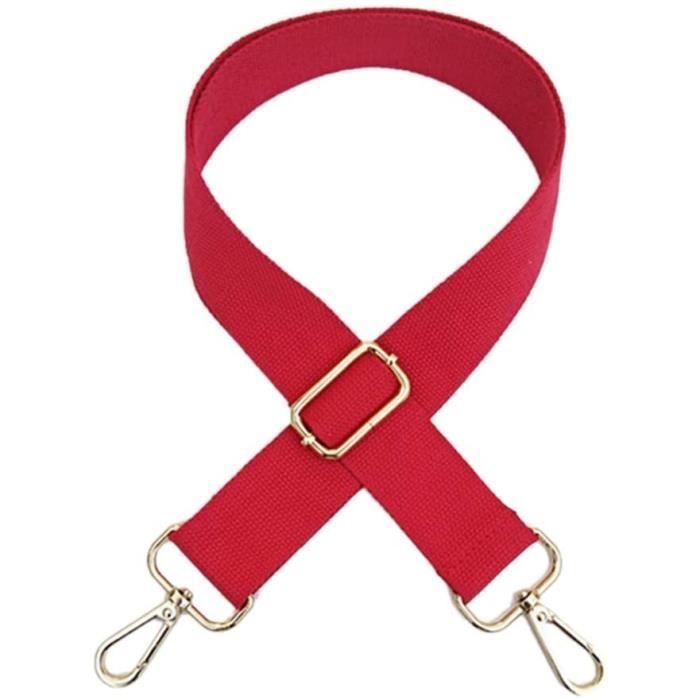 Bandoulière Réglable Pour Sac - 3,8 Cm De Large - Longueur 80-135 Cm - Polyester - Coloris Rouge - Remplacement Facile