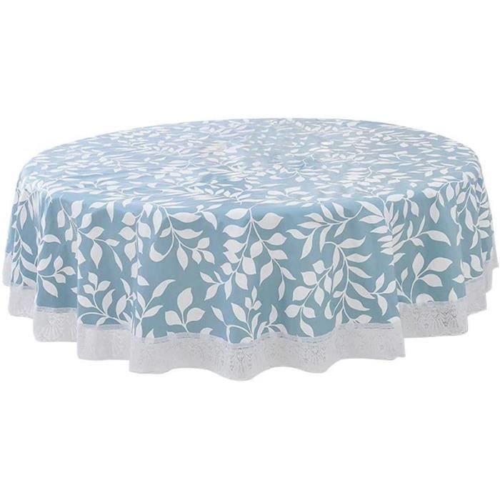 Nappe De Table Ronde En PVC Facile à Nettoyer - Bleu - 155cm