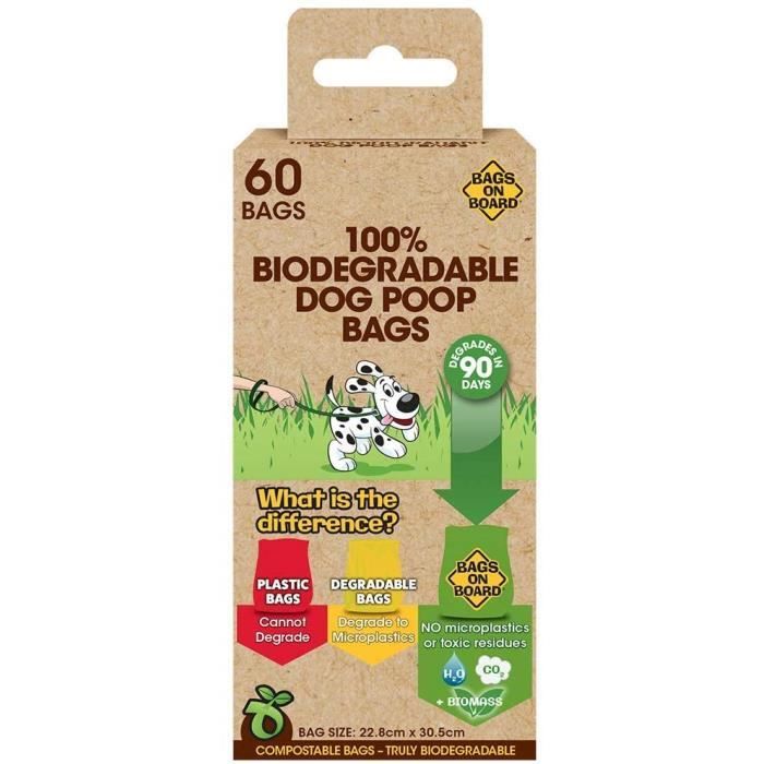 Bags On Board 100% Biodégradable - Compostables Dog Poop Sacspour Chien 1 Unité - 3203990485-12p