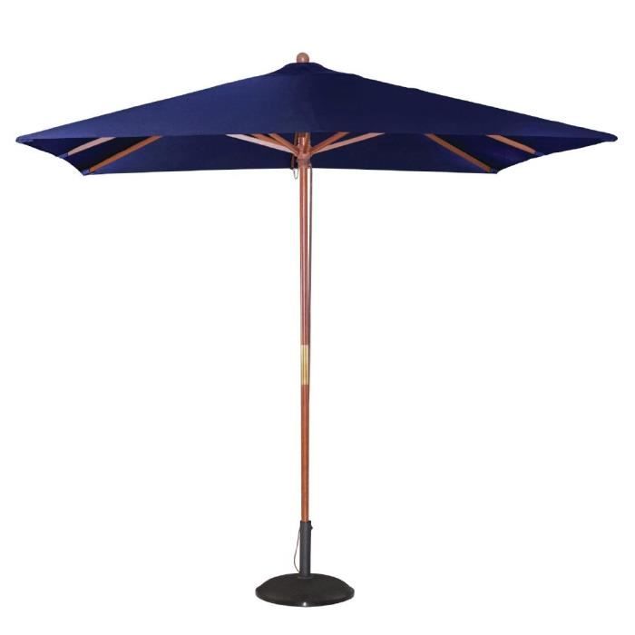 Parasol professionnel de terrasse carré de 2,5 m - BOLERO - Bleu marine - Mât droit - Manuel - Métal