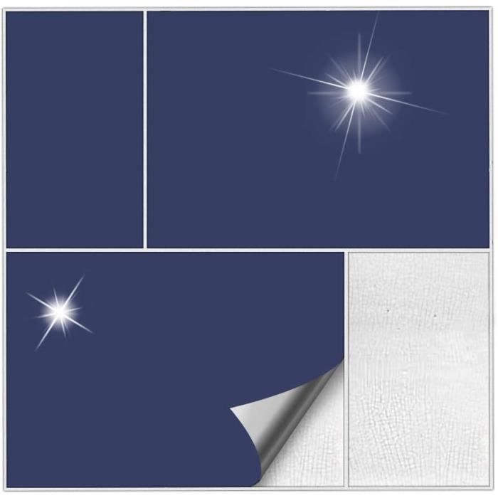 Set 023 - Autocollants Pour Carrelage - 14,5 X 24,5 Cm - Lot De 25 - Bleu Foncé - Brillantepour