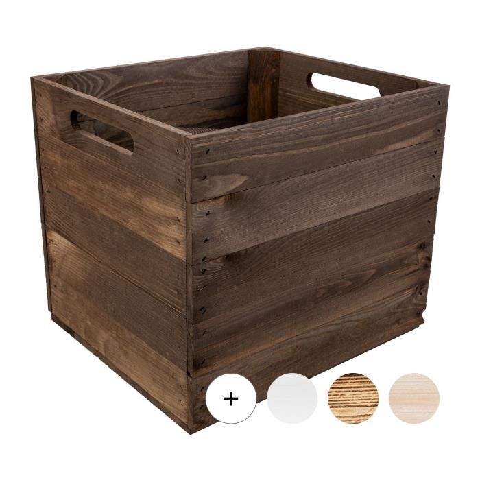 Cube de Rangement en Bois Marron Compatible Étagères KALLAX et EXPIDIT 33x37x33cm - CREATIVE DECO