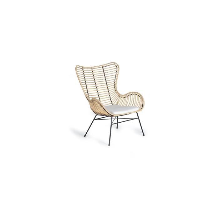 Chaises en Rotin et Métal - Lot de 2 - Confort avec Coussins - Style Ethnique Chaises en Rotin et Métal - Lot de 2 - Confort avec Coussins - Style Ethnique