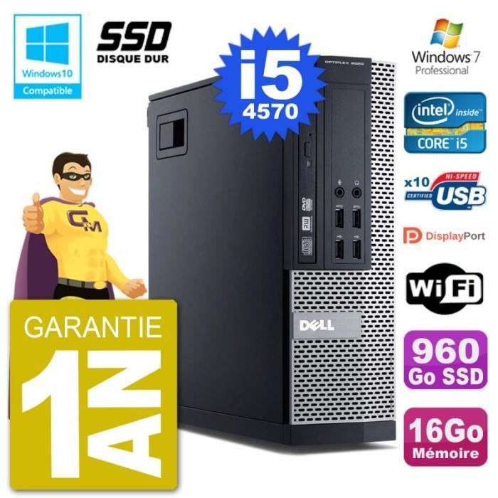 PC Dell 9020 SFF Intel i5-4570 RAM 16Go SSD 960Go Graveur DVD Wifi W7 Reconditionné - Dell reconditionné disponible sur Cdiscount Seconde Vie