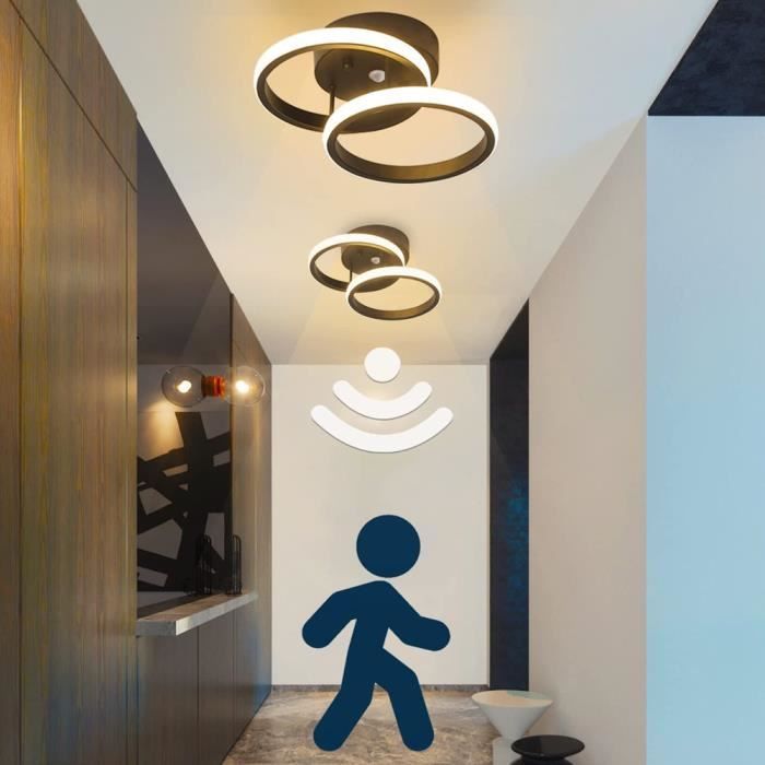 Plafonnier LED à détecteur de mouvement moderne 18W Blanc Chaud Lampe de  Plafond avec activé par le mouvement pour escalier,couloir - Cdiscount  Maison