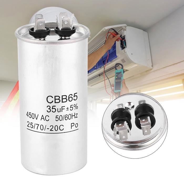 Condensateur 35µF 450V CBB60 - Condensateur De Démarrage Moteur 4 Broches Pour Réfrigérateur, Climatiseur, Machine à Laver
