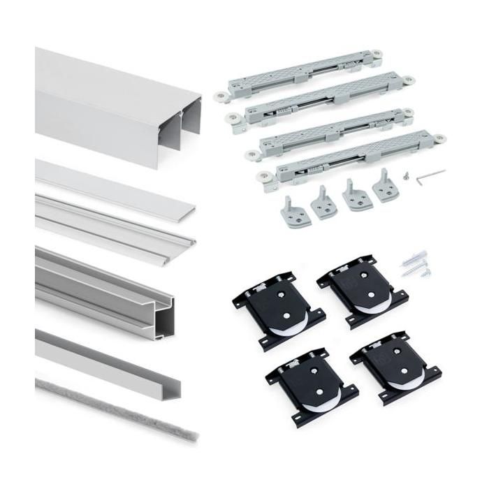 Emuca Système coulissant Placard pour armoires, 2 portes avec profils