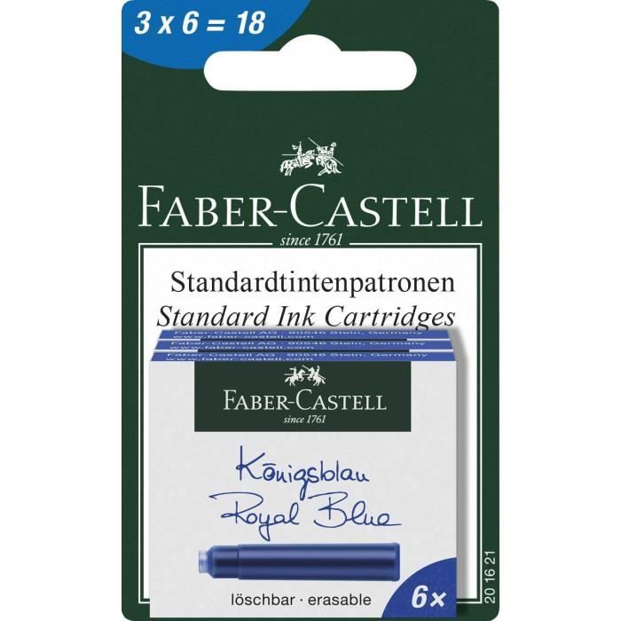 Faber-Castell Tintenpatronen Standard Schwarz - 3 Packungen Mit 18 Patronen
