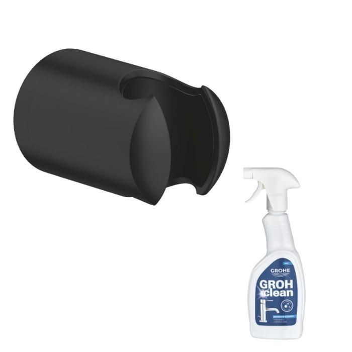 Grohe Support mural pour douchette Vitalio noir mat + nettoyant GrohClean