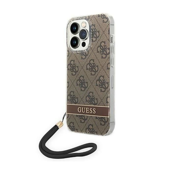 Guess Étui pour iPhone 14 Pro 4G Print Strap Blanc - vue 4