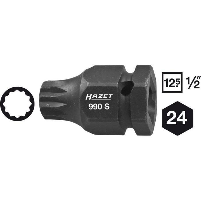 Douille Mâle Carrée Creuse Hazet 8507-PZ2 - Entraînement 6,3 Mm (1/4"), Profil Pozidriv PZ2, Longueur Totale 28 Mm, Revêtement TiN - 5