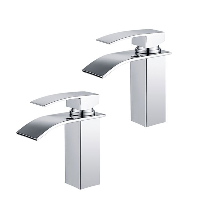 Robinet lavabo courbe laiton chrom/é avec bec cascade robinet lavabo design moderne