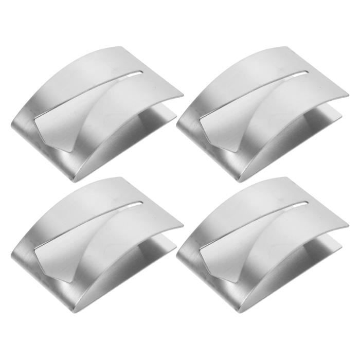 4 Pinces à Serviettes Avec Chaîne 50cm - Métal Argenté - Pour Bavoirs, Écharpes, Accessoires De Table