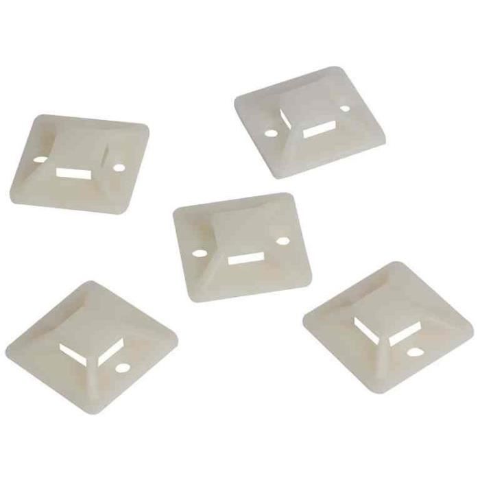 80 Attaches Auto-adhésives Pour Câbles - Carrées 23x23mm - Noir/Blanc - Nylon Réutilisable