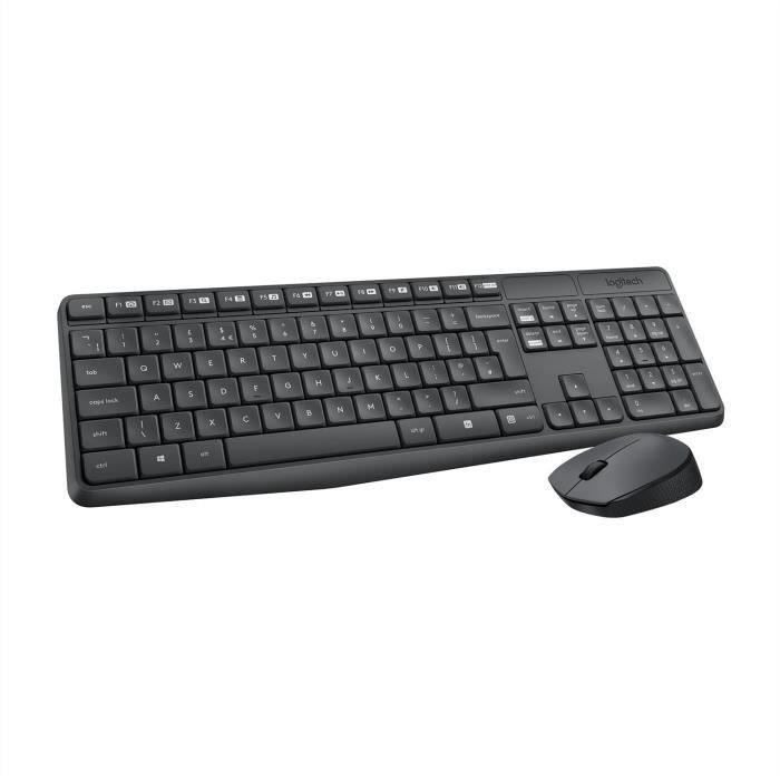 LOGITECH Ensemble Clavier Souris MK235 - Sans Fil - AZERTY - Récepteur USB