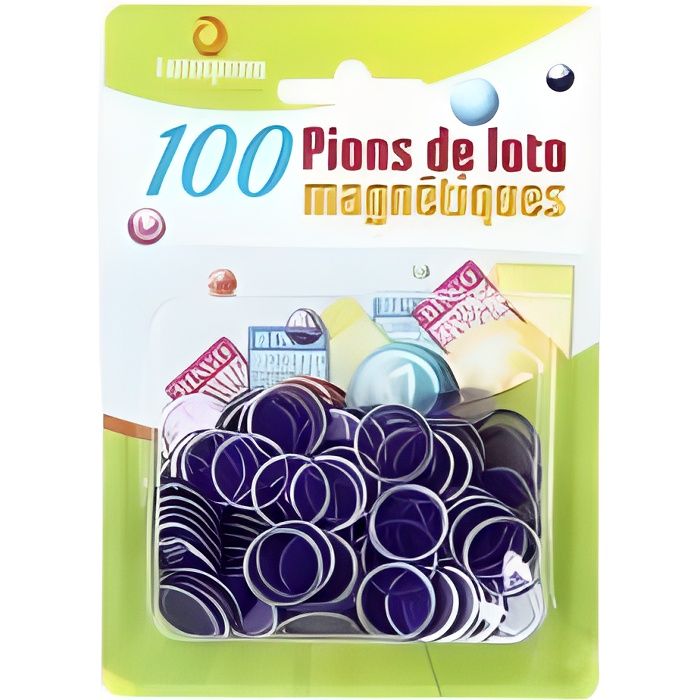 Loto - Paquet de 100 pions magnétiques violet - accessoire - jeton