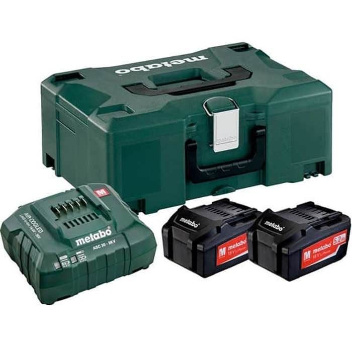 Set de 2 batteries 18 V Li-Power 4 Ah + chargeur ASC 55 + coffret METABOX 145 METABO 685064000