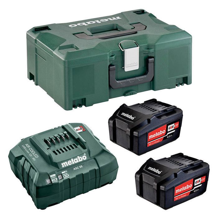 Set de base 2x4 Ah Li-Power 18V en coffret METABOX 145 - METABO - 685064000