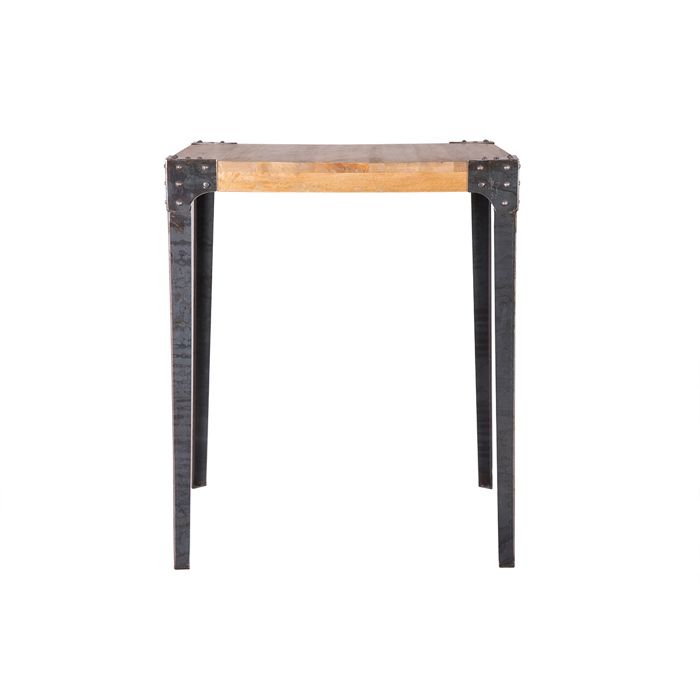 table haute industrielle carrée en bois et métal - miliboo - madison - style industriel - loft - 4 places