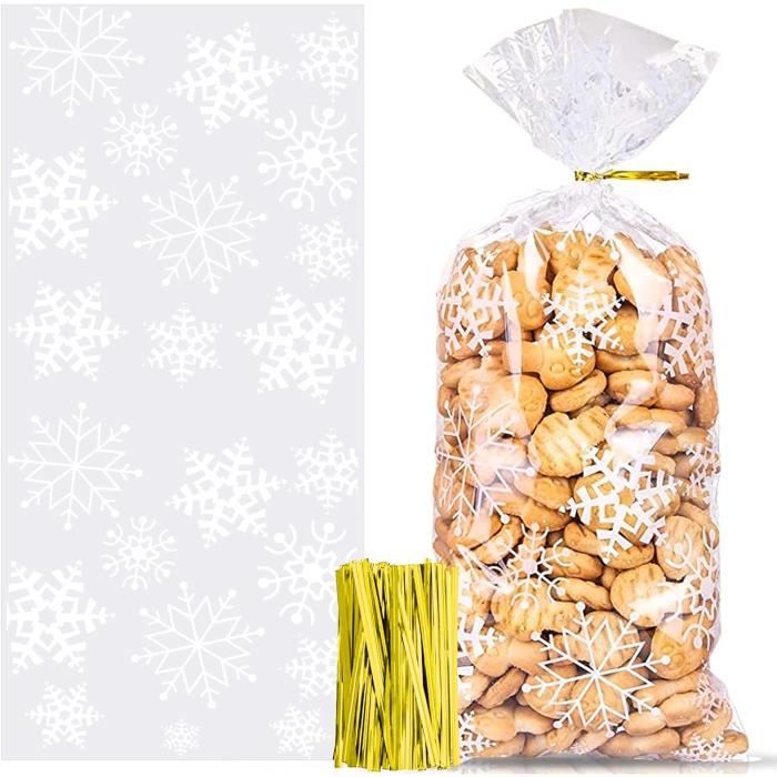 100pcs Sachet de Biscuit Bonbon de Noel Durable e Transparent, Sachet de  Alimentaire en Cellophane pour Biscuits Attaches Torsadées - Cdiscount  Maison