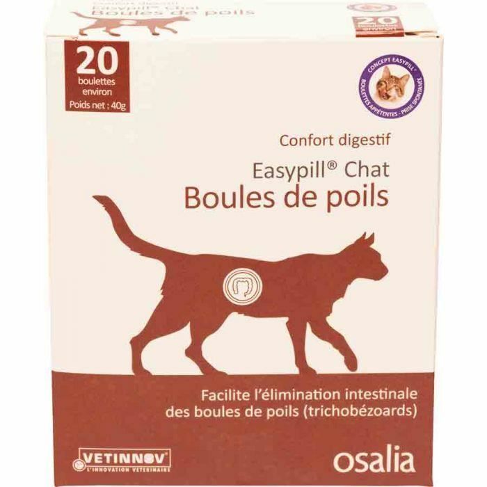 Complément alimentaire anti-boules de poils pour chat - Easypill - Boîte de 20 - Chat - Favorise le transit intestinal