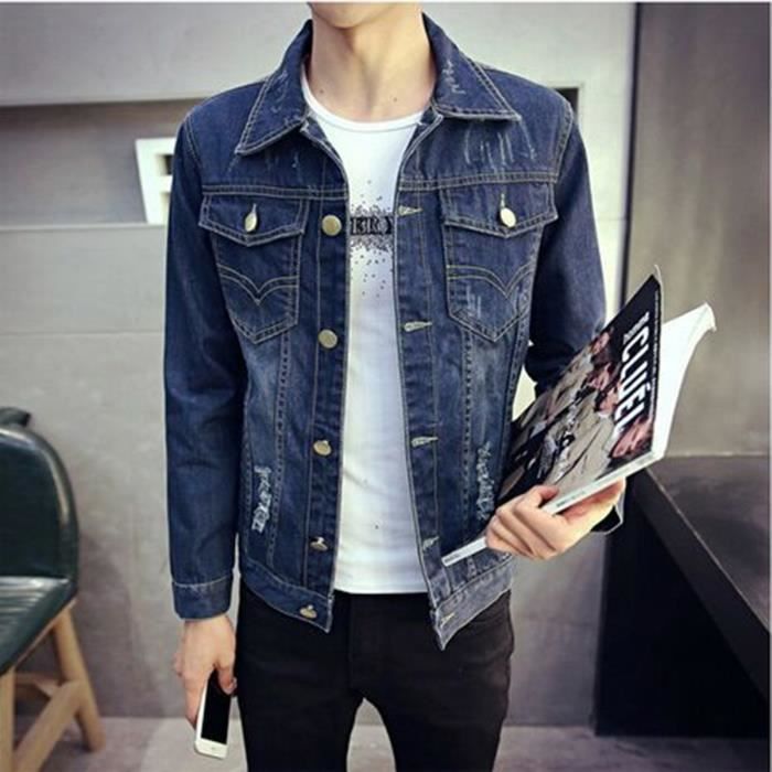 Veste Denim Homme FM2018XSL - Slim Fit Pour Printemps/Automne | Style Casual Avec Boutons Métal
