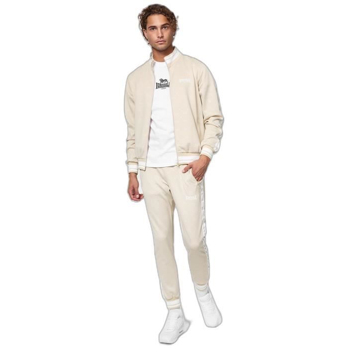 Lonsdale Survêtement homme slim sand/white - veste et pantalon XL Lonsdale Survêtement homme slim sand/white - veste et pantalon XL
