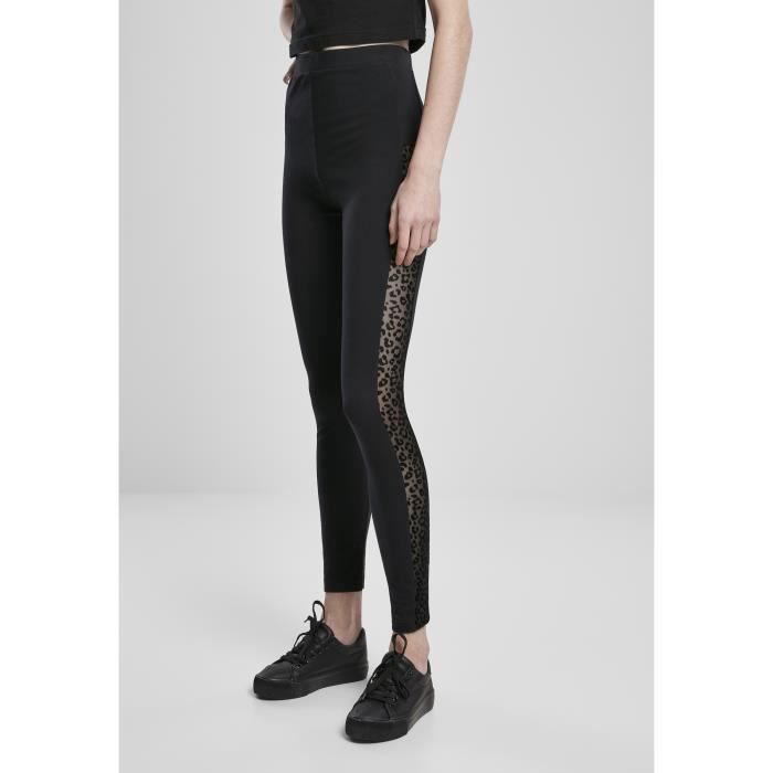 Legging femme - URBAN CLASSICS - Flock Lace Stripe - Noir - Adulte - Respirant