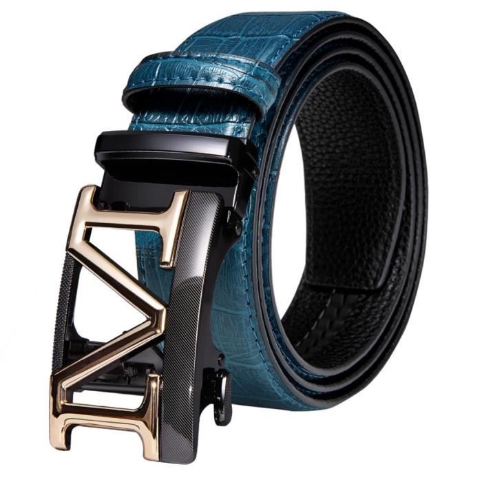 Ceinture En Cuir Automatique Unisexe - Boucle 5cm, Largeur 3.4cm, Taille 95 à 130cm, Style Luxe