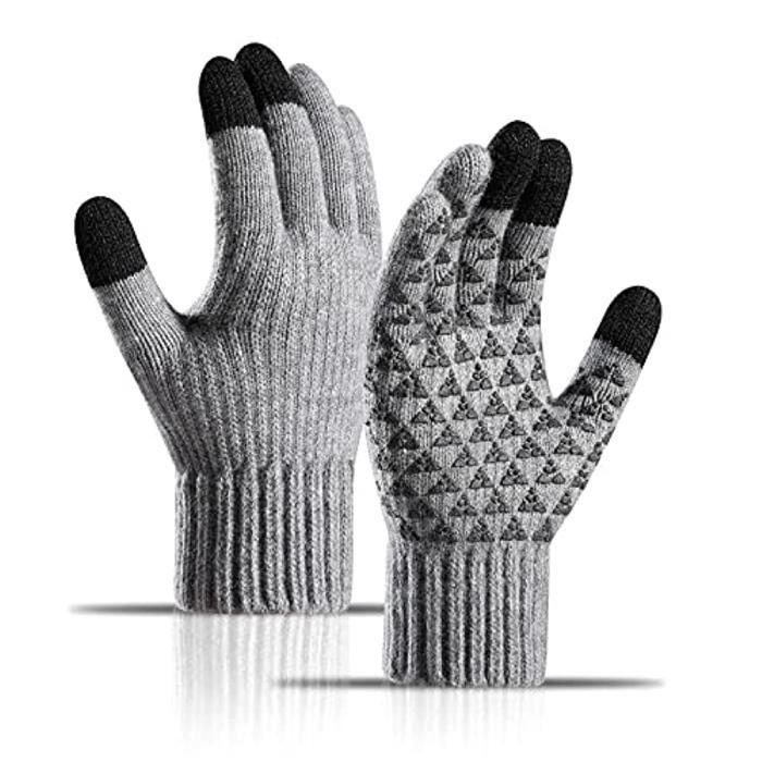 Gants tactiles homme,Gants d'hiver Chauds en Tricot,Doublés en