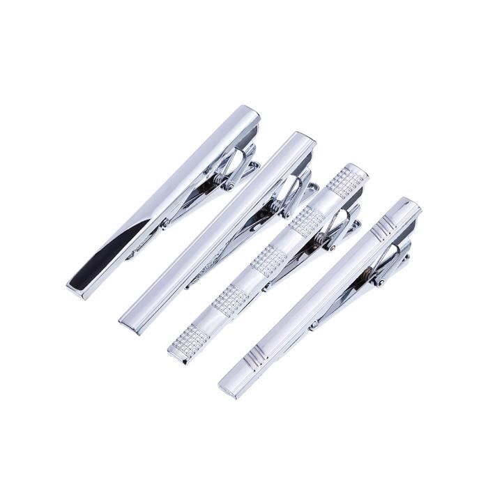 4 Pack barres en acier inoxydable Fashion cravate cravate pinces cravate pinces ensemble