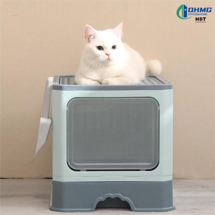 Meilleurs prix pour Bac à litière de chat avec couvercle ouvert - HST OHMG - Vert - PP et PS - 51 * 41 * 38cm