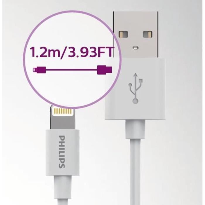 Philips DLC2103V Câble De Charge Lightning Universel USB 12