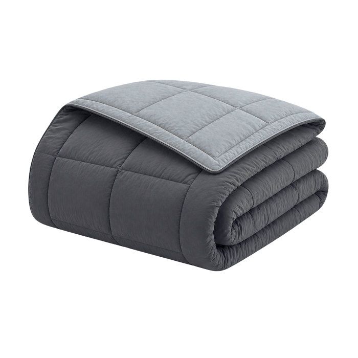 CALGARY - Couette Chaude Microfibre 400gr/m² - Gris & Argent - 220 x 240 cm